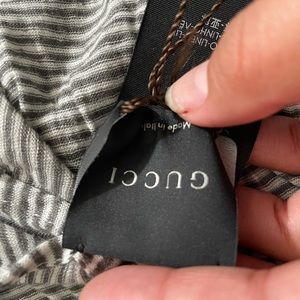 Gucci Linen Striped Scarf Su Nesa in Ivory and Lead